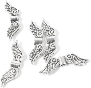 50 Stck. 20 mm Engelsflügel Zwischenring Metall Perlen Zum Selbermachen für Armbänder Halskette Silber - Bild 1 von 12