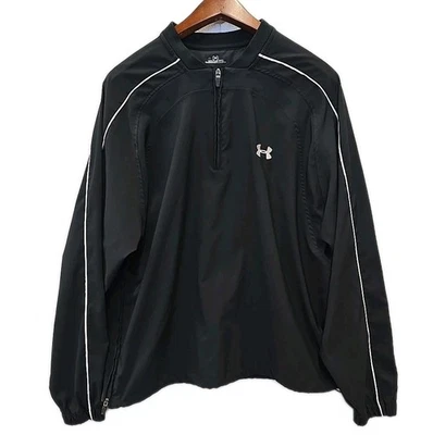 Under Armour Mens Lightweight Pullover 1/4 Zip XL Black Warm-up Jacket Side Zip - Image 1 of 4