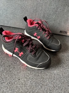 Under Armour Girl's Pink & Black Soccer Softball Athletic Cleats Sneakers Sz 11K - Picture 1 of 11
