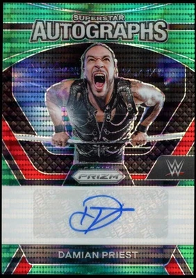 Damian Priest  2024 Panini Prizm Auto Green Pulsar Prizm #03/10 WWE Wrestling - Image 1 of 2
