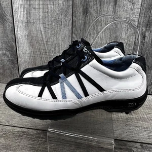 ECCO Womens Casual Pitch Premier Blue Leather Cleat Golf Shoes Euro 38/US 7.5 - Picture 1 of 7