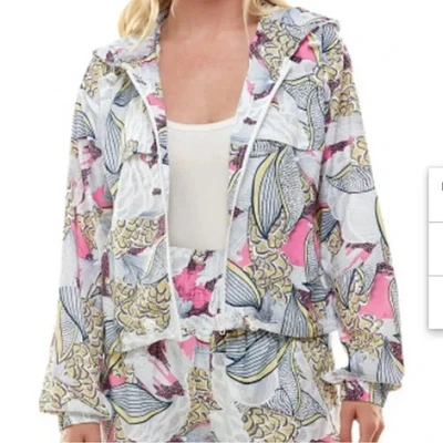 Новый без ценников TCEC цветочный печать легкий ветровка куртка 2 кармана длинным рукавом Sz L - Изображение 1 из 4