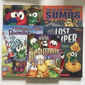 Veggie Tales Values to Grow By Scholastic Hardback Books Lot of 4 W/ Extra - Foto 1 di 19