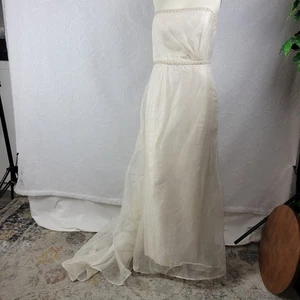 Birnbaum & Bullock Damen Brautkleid Größe 10 Elfenbein Seide Trägerlos Strass - Bild 1 von 24