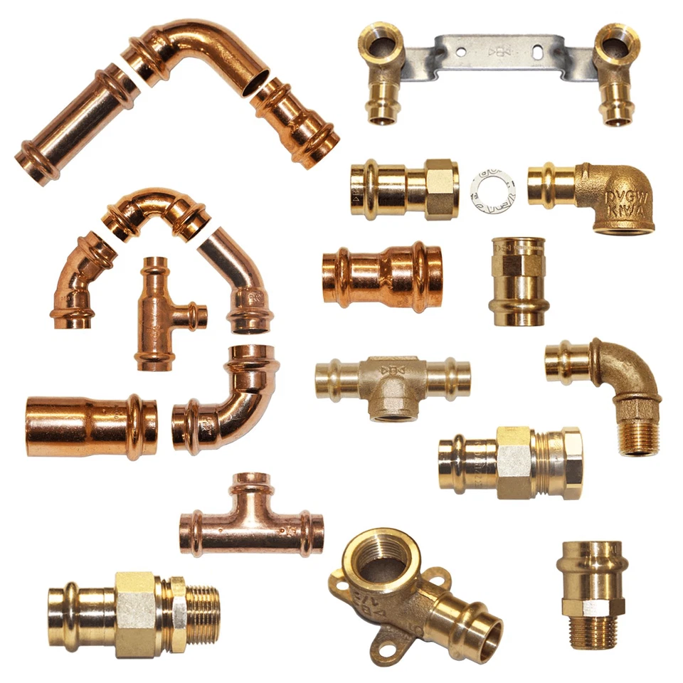 Bänninger Pressfittings für Kupfer Rotguss für Heizung Trinkwasser DVGW V-Kontur - Bild 1 von 1