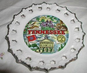 TENNEESSEE STATE PLATE  8 1/4" GOLD RIMMED - Picture 1 of 2