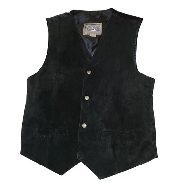 Chaleco William Barry Cuenca Cuero Negro Correa Cinchada Trasera Para Hombre Mediano Foto 1 de 4