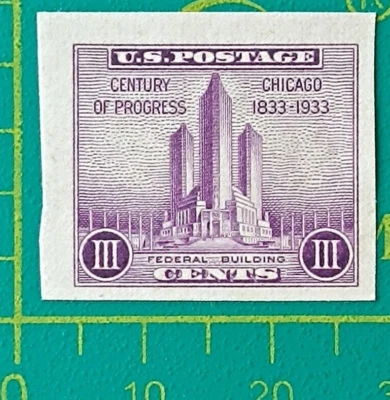 US stamp 1933, Sc A232, #731, 3c deep violet, imperforated, MNH - Image 1 of 4