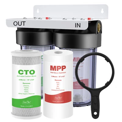 2-Stage 10x4.5" Big Blue Whole House Water Filter System 2 PP+2 CTO Replacement - Image 1 of 4