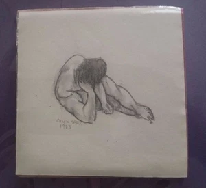 Chick Bragg Charles Lynn Vintage Original Drawing reclining Nude figure Signed - Picture 1 of 2