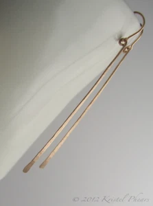 Long Gold Bar Earrings - 14k gold-filled dramatic dangle earrings rose or yellow - Picture 1 of 5