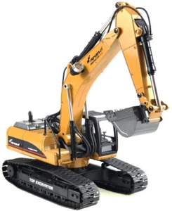 Excavateur Engin de Terrassement Full Metal 3 en 1 RC V3 1:14 2,4 GHZ Jaune - Photo 1/4
