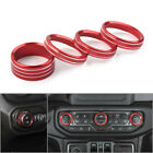 4x Red Air Conditioner Switch Knob Ring Cover Trim Fit Jeep Wrangler JL 2018-20
