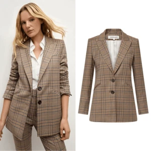 Veronica Beard Maci Plaid Dickey Blazer Tan Jacket Size 8 - Picture 1 of 14