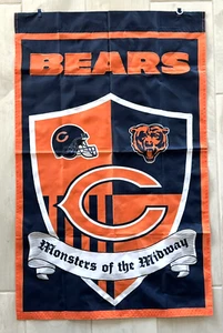 VINTAGE RARE HTF NFL CHICAGO BEARS "MONSTERS OF THE MIDWAY" 37.5" X 24" FLAG - Picture 1 of 6