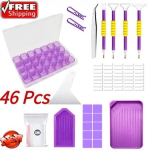 46PCS DIY Diamond Painting Tools and Accessories Kits Multiple Sizes Painting - Picture 1 of 7