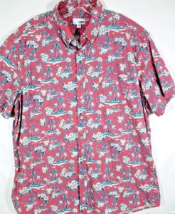 Sonoma-Mens Hawaiian Shirt-2XL XXL-Pink/Coral-Casual Button-Down-Resort/Travel - Picture 1 of 7