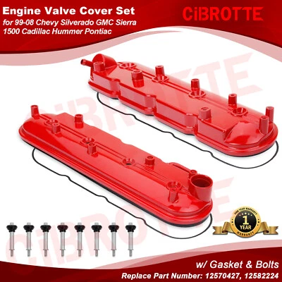LH & RH Valve Cover Set w/ Gasket & Bolts for 99-08 Chevy Silverado GMC Cadillac - Image 1 of 4