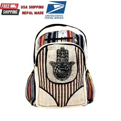 Hemp Handmade Hippie Bag-Travel Sling Bag- Handmade Pure Himalayan Hemp Backpack - Image 1 of 3