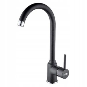 FRANKE POLA ONYX BLACK SWIVEL SPOUT MONO KITCHEN SINK MODERN MIXER TAP SINGLE - Picture 1 of 2