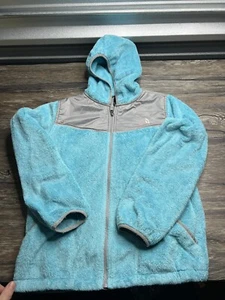 The North Face Girls XL size 18 Teal Fleece Hooded Jacket Long Sleeve Zipper - Picture 1 of 6