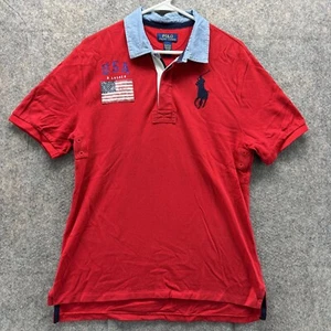 Ralph Lauren Polo Shirt Kid XL Youth Red Outdoors Embroidered USA Big Pony Mesh - Picture 1 of 12
