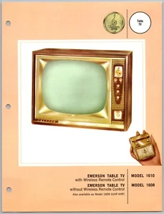1961 Emerson TV Model 1610 , 1608 Sales Brochure Flyer Print Ad - Picture 1 of 2