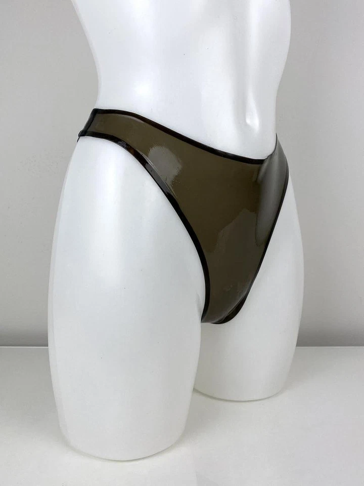 Ropa interior de látex marrón bodys de goma de látex trajes de gato bragas tanga de látex 0,4 mm Foto 1 de 4