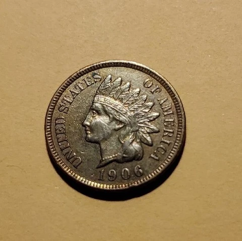 1906 Indian Head Cent Penny.  XF details. Rainbow toning Cover