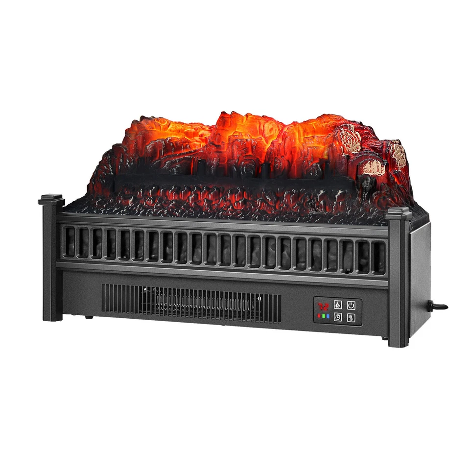 Costway 1400W Electric Fireplace Log Heater with Adjustable Brightness - Black