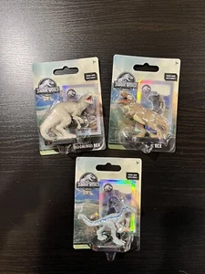 Jurassic World Mini Figures Lot T-Rex, Indominus Rex And Blue With Bonus Cards - Picture 1 of 5