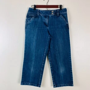 Ann Taylor Outlet Capri Jeans Women Size 4 Wide Waist Band Pocket Zipper Cotton - Picture 1 of 6