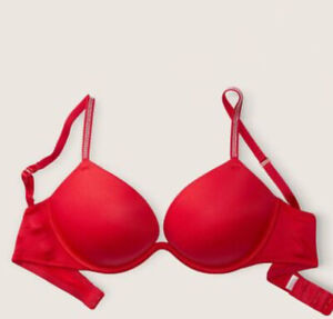 PINK By Victoria's Secret Wear Everywhere Smooth Push-Up T-Shirt Bra Red-Pepper