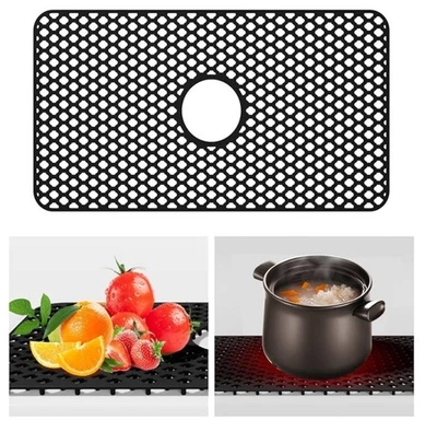 Sink Protector Mat 28"x 15" Silicone Farmhouse Kitchen Single Sink Mat Drai... - Image 1 of 4