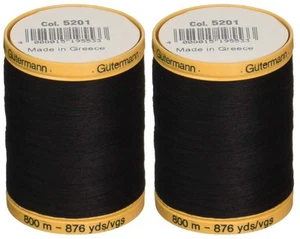 Gutermann 2-Pack Natural Cotton Thread Solids 876 Yards Each - Black (800C 5201) - Picture 1 of 1