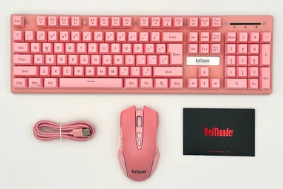 NEW Red Thunder K10 M10 Wireless Backlit Keyboard & Mouse Combo PINK Gaming - Image 1 of 4