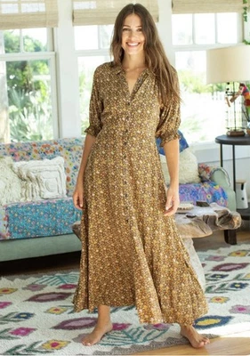 M NATURAL LIFE GWYNETH MAXI DRESS FULL BUTTON DITSY FLORAL COTTAGECORE BOHEMIAN - Image 1 of 4