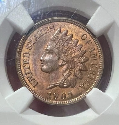 1907 Indian Head Cent MS63 RB PCGS Certified More Red Than Brown IMO Very Nice! - Image 1 of 4