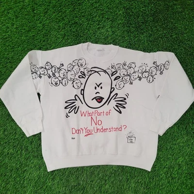 Sudadera De Colección Años 90 Divertida Sarcasm Attitude Mujer XL 24x23 Blanca Foto 1 de 4