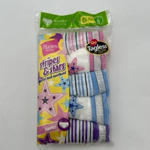 Sz 8 VTG 5-Pk Hanes Her Way Stripes & Stars Girls Hipster Panties NOS 2004 - Picture 1 of 6