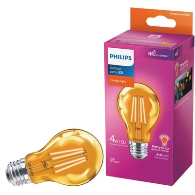 Philips Orange A19 Medium 4W Indoor/Outdoor LED Decorative Party Light Bulb - Image 1 of 3