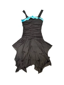 BYER GIRL girls Black DRESS With Blue Ribbon How Girls Size 14 Y2K - Picture 1 of 5