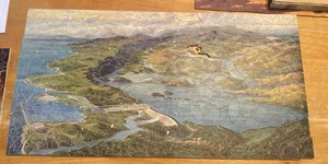 Vintage Antique Wooden Jigsaw Puzzle 22" x 11" Not Complete Grand Coulee Dam USA - Picture 1 of 10