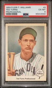 Ted Williams, 1959 Fleer #6 Ted Turns Professional, Salón de la fama - PSA 6 EX-MT - Imagen 1 de 2