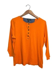 Camisa Lauren Ralph Lauren Henley Mujer XL Ajustada Manga 3/4 Naranja - Imagen 1 de 6