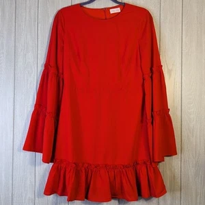 Vestido Rosa Lirio Rojo Boho Caprichoso Manga Campana Volantes Usado en Excelente Condición Talla M - Imagen 1 de 7