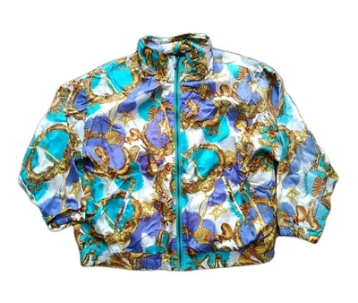 Женская куртка Outbrook XL с морским принтом наплечные подушечки на молнии 100% шелк  - Изображение 1 из 4