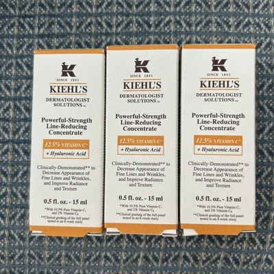 New Kiehl's Powerful-Strength Line-Reducing Concentrate 0.5 oz/15 ml X3 Lot - Image 1 of 4