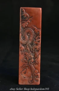 4.4" Chinese Natural Shoushan Stone Carved Dragon Bead Seal Stamp Signet W - Picture 1 of 11