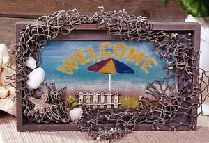 NAUTICAL/BEACH THEME "Welcome Sign" 7.25" x 12" x 1.125" NWT Distressed-Look - Picture 1 of 1